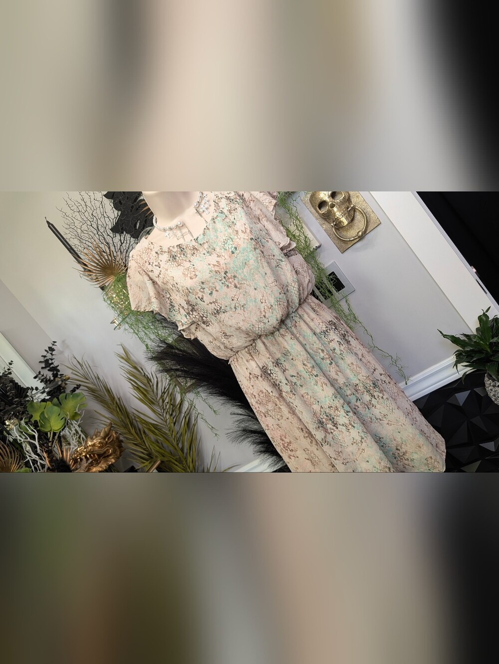 APT.9 Snakeskin Print Blouson Dress MD